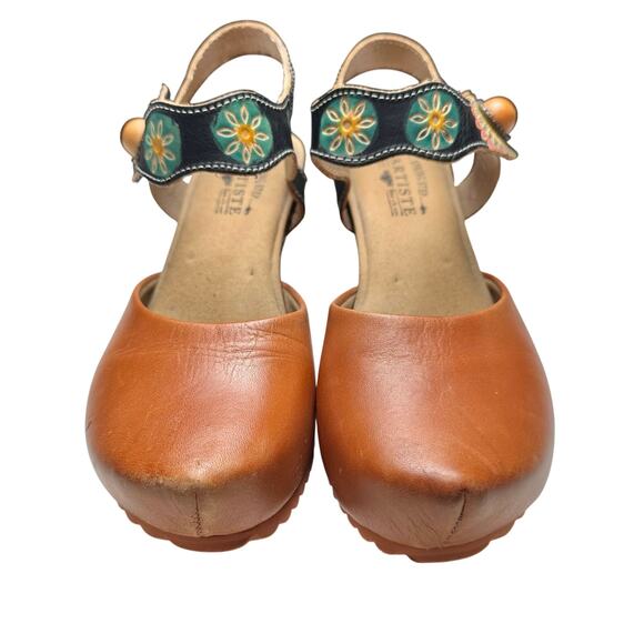 L’Artiste | Women | Glovely Art-To-Wear Boho Leather Wedge Sandals | Sz 6.5-7 - Picture 4 of 16